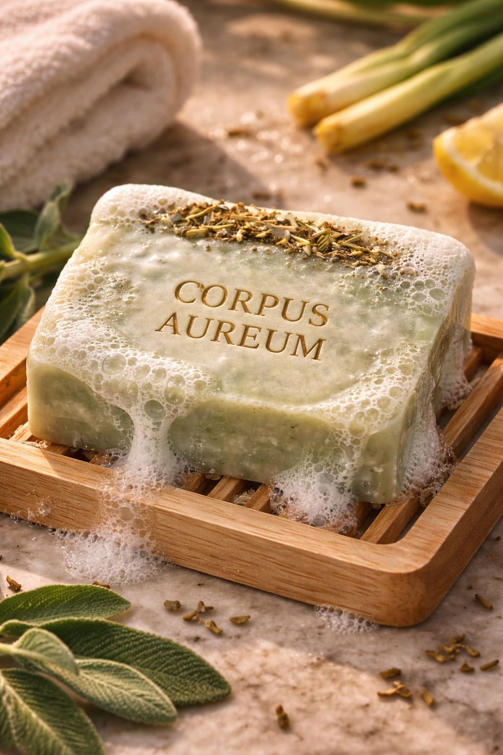 Corpus Aureum Sage & Lemongrass Soap – Handmade Herbal Citrus Bar