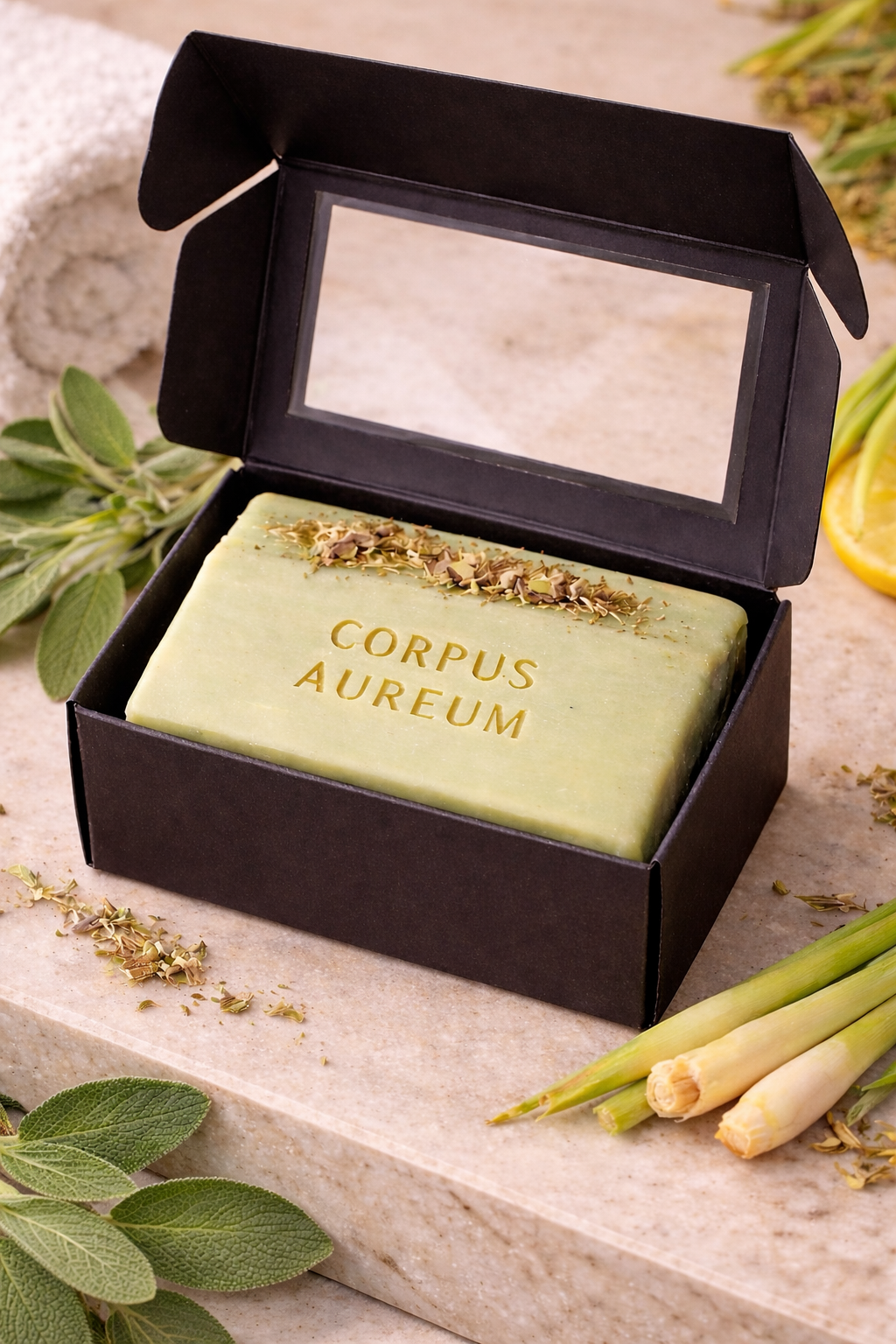 Corpus Aureum Sage & Lemongrass Soap – Handmade Herbal Citrus Bar